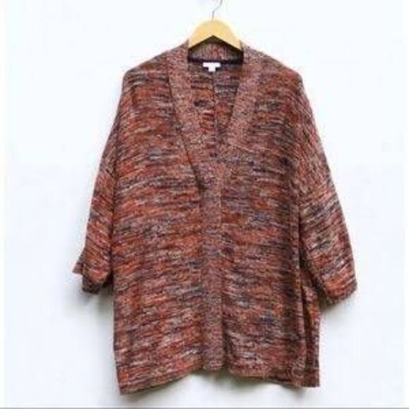 J.Jill Sweater Women Small Purejill Campari Marled Knit Red Black Oversize Boxy - Picture 3 of 13
